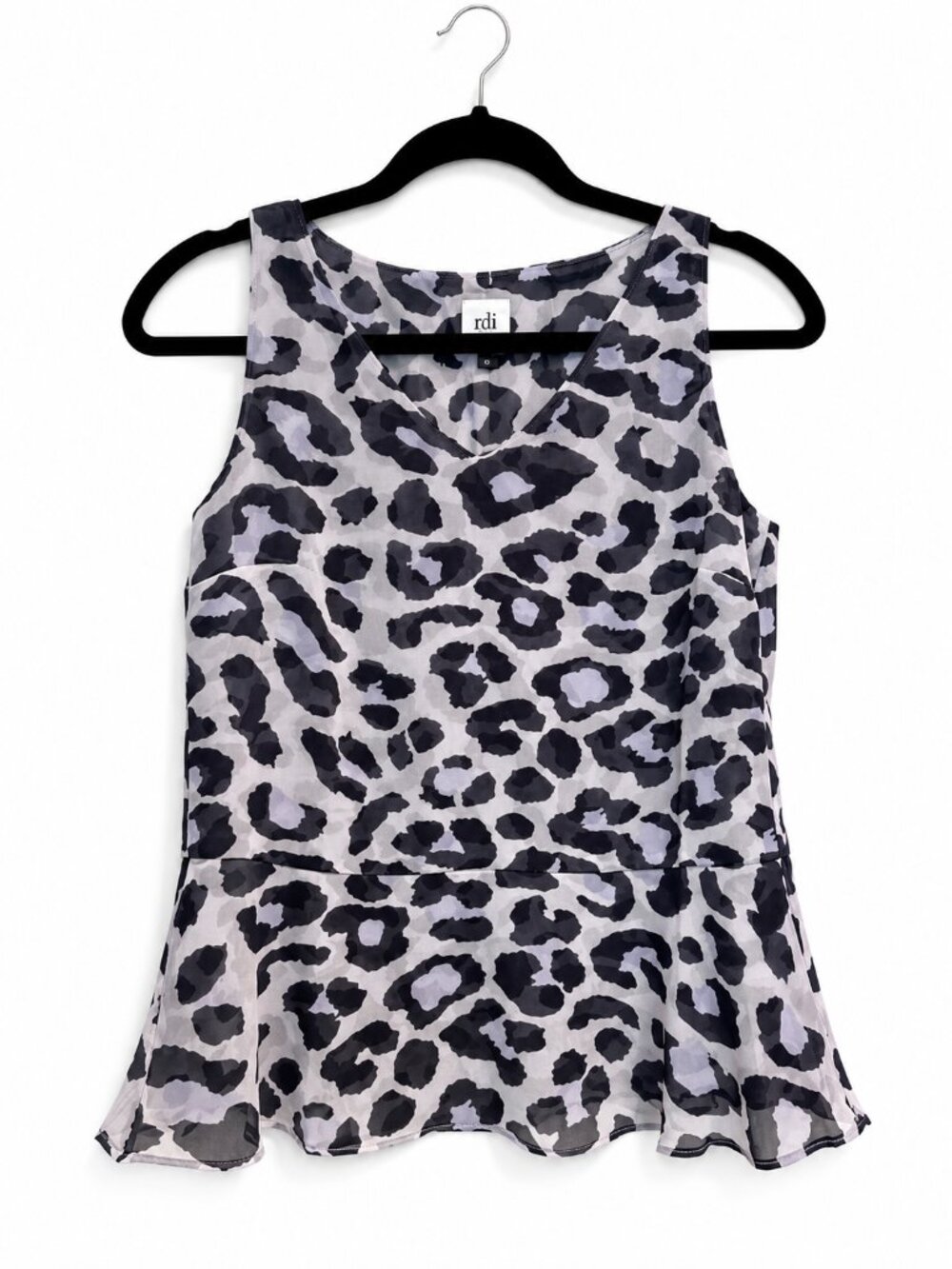 Cabi Leopard Print Peplum Tank Top Purple Gray XS